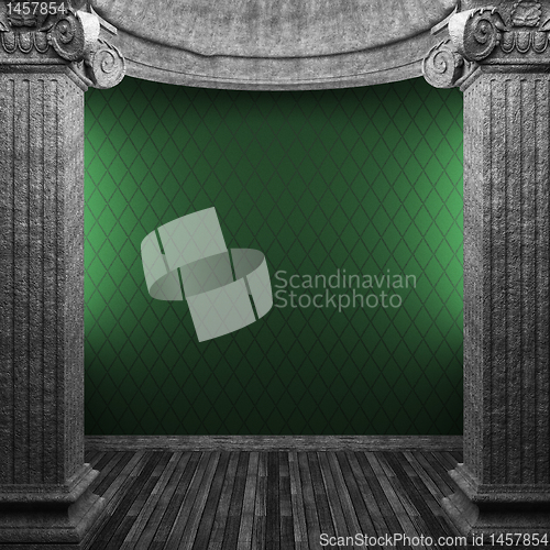 Image of stone columns and wallpaper