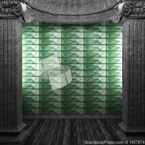 Image of stone columns and tile wall