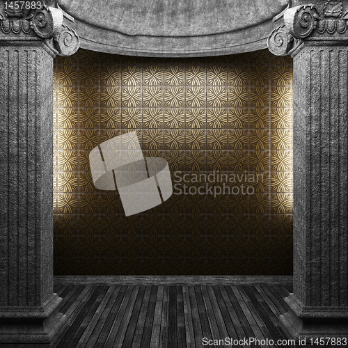 Image of stone columns and tile wall