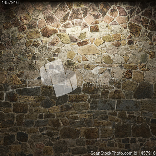 Image of illuminated stone wall