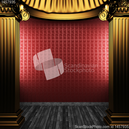 Image of bronze columns and wallpaper