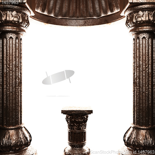 Image of bronze columns and arch
