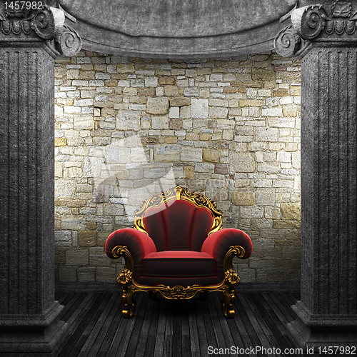 Image of stone columns and chair