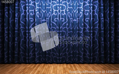 Image of blue velvet curtain opening scene