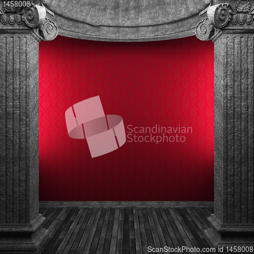 Image of stone columns and wallpaper