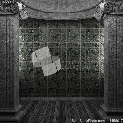 Image of stone columns and tile wall