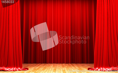 Image of Red velvet curtain opening scene
