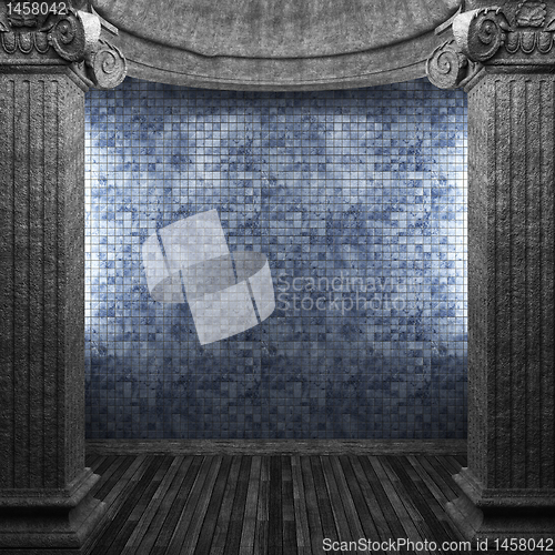 Image of stone columns and tile wall