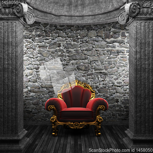 Image of stone columns and chair