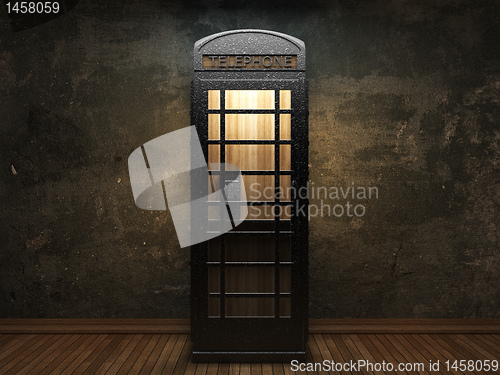 Image of old concrete wall and telephone booth