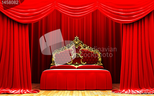 Image of Red velvet curtain opening scene