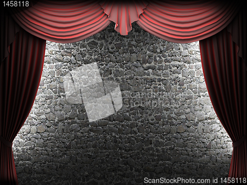 Image of velvet curtain opening scene