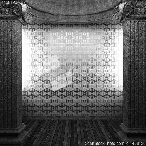 Image of stone columns and tile wall