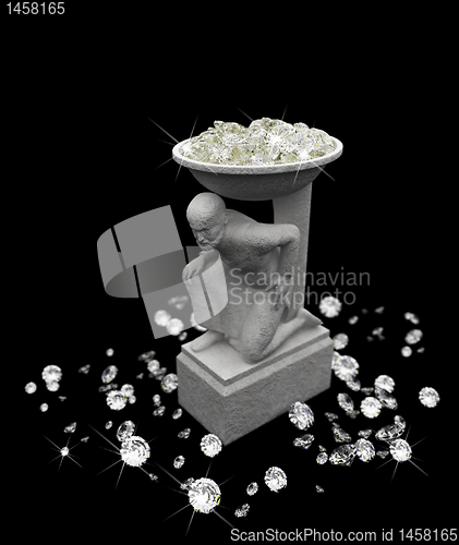 Image of a lot of diamonds and marble statuette