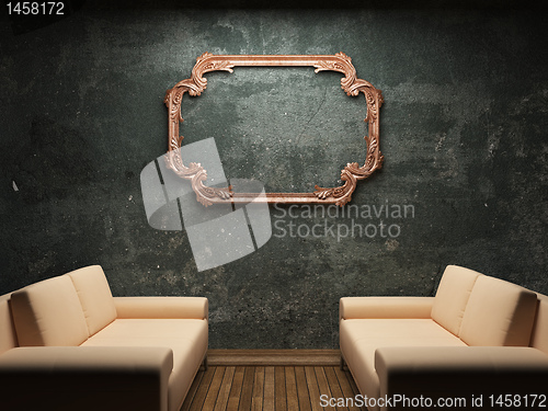 Image of old concrete wall and sofa