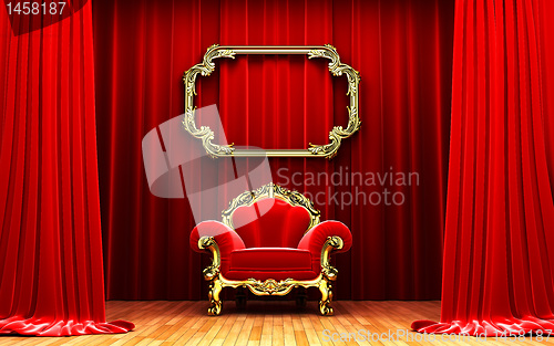 Image of Red velvet curtain opening scene