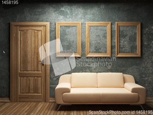 Image of illuminated fabric wallpaper and door