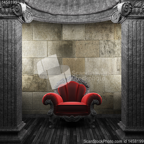 Image of stone columns and chair