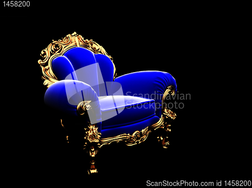 Image of classic golden chair in the dark