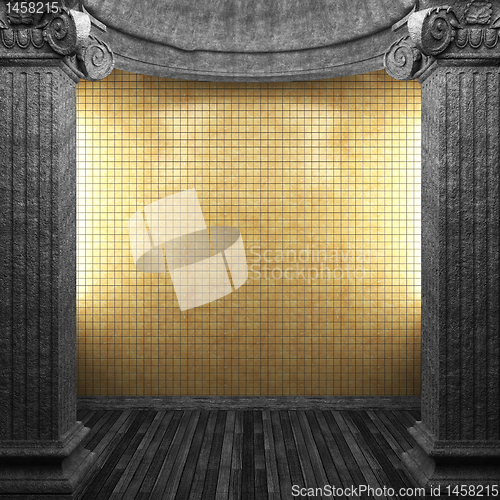 Image of stone columns and tile wall
