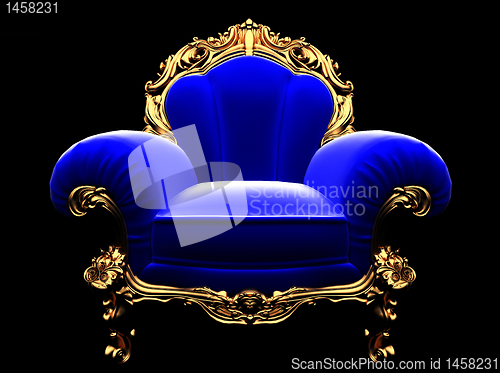 Image of classic golden chair in the dark