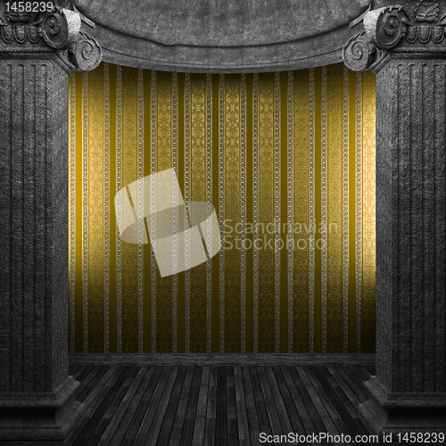 Image of stone columns and wallpaper