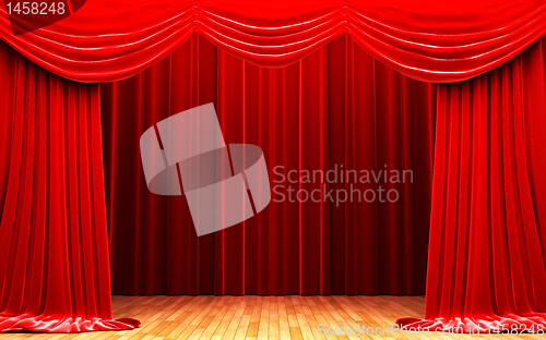 Image of Red velvet curtain opening scene