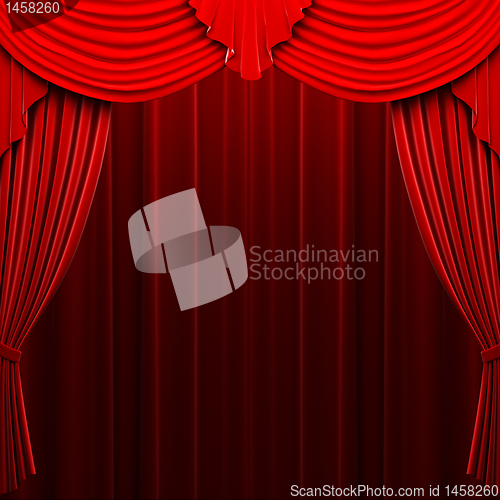 Image of Red velvet curtain opening scene