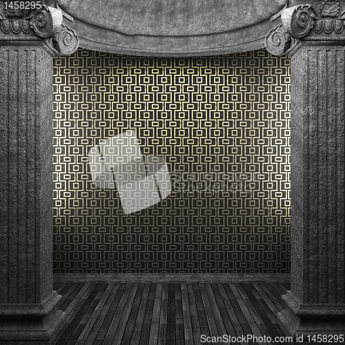 Image of stone columns and tile wall