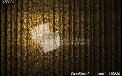 Image of yellow velvet curtain opening scene