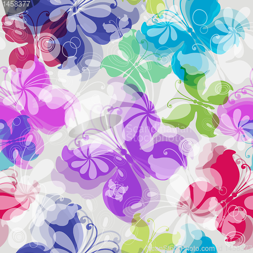 Image of Seamless floral pattern with butterflies