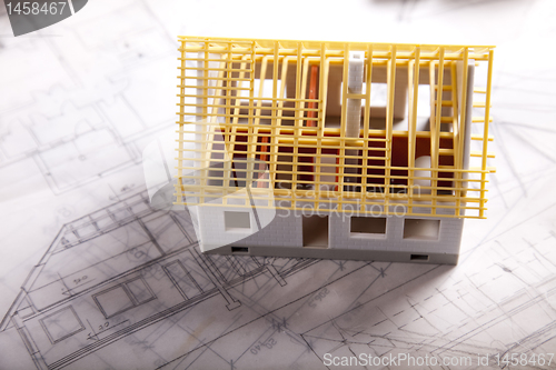 Image of House blueprints close up