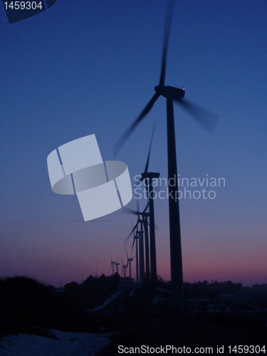 Image of Wind farm sunset