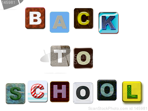 Image of Back to School colorful text, isolated