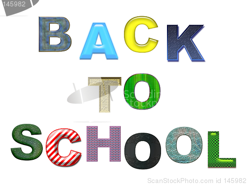 Image of Back to School colorful text, isolated