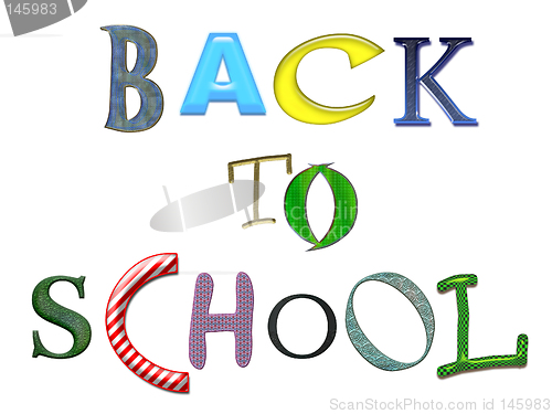 Image of Back to School colorful text, isolated