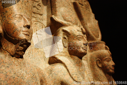 Image of Statue of Ramesses II with Amun and Hathor - Amun close