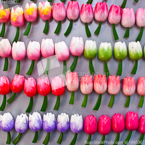 Image of Tulips made of wood