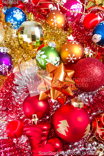 Image of christmas balls and tinsel