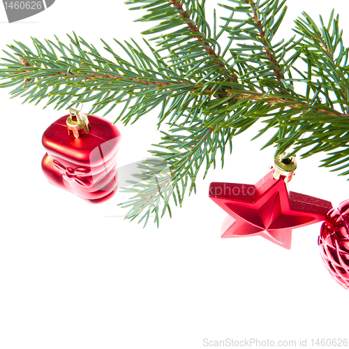 Image of red christmas decoration on the tree