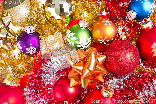 Image of christmas balls and tinsel
