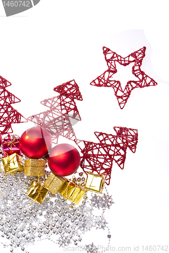 Image of christmas decoration with trees and balls