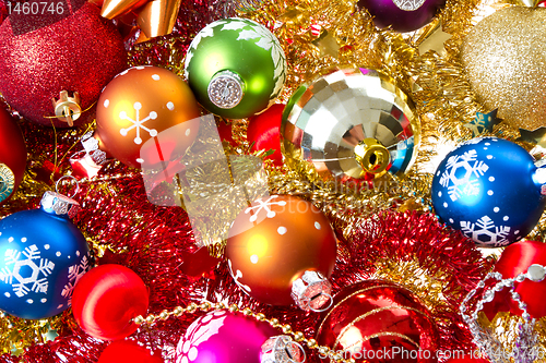 Image of christmas balls and tinsel