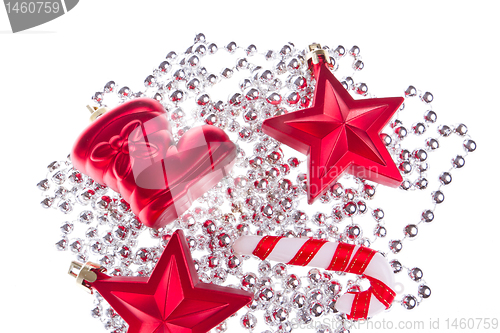 Image of christmas decoration with tinsel