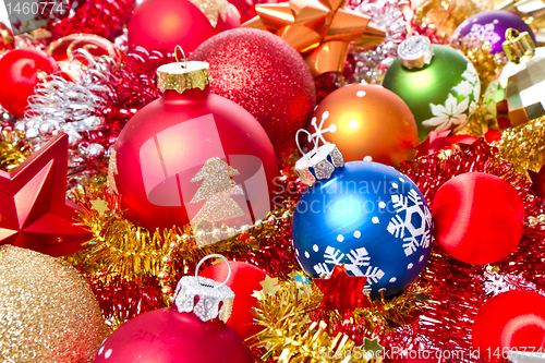 Image of christmas balls and tinsel
