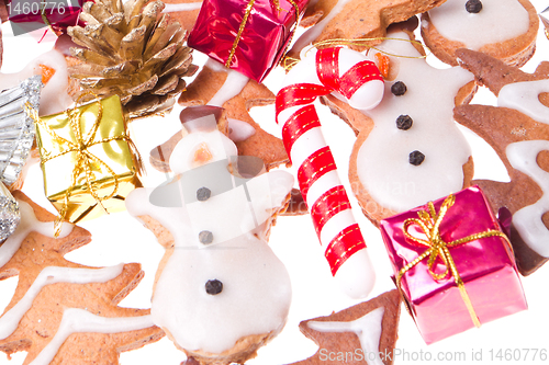 Image of ginger snowmen with christmas decoration