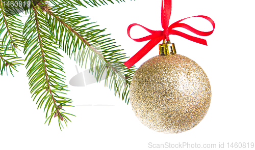 Image of christmas balls hanging from tree