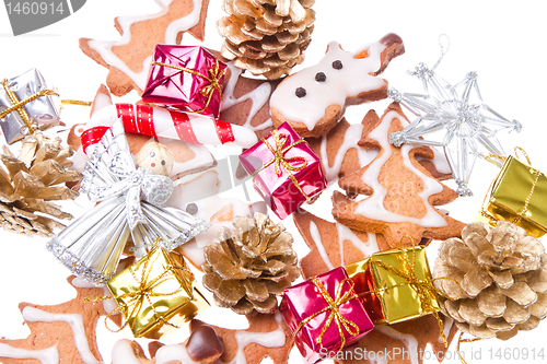 Image of ginger snowmen with christmas decoration