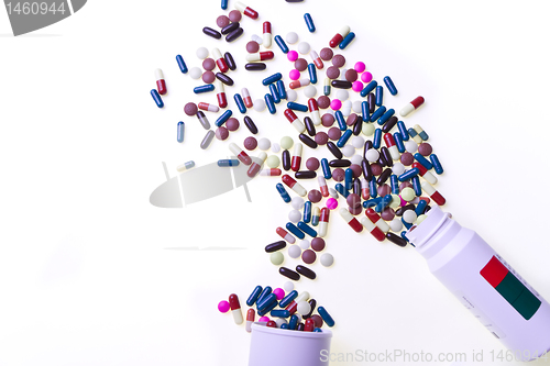 Image of pills spilling out of container 