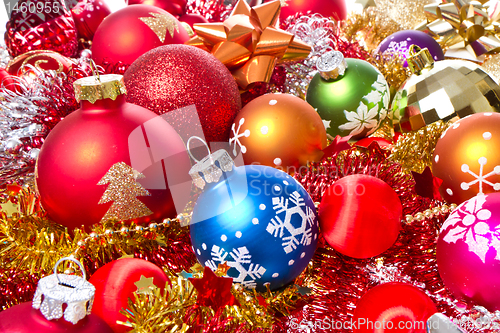 Image of christmas balls and tinsel